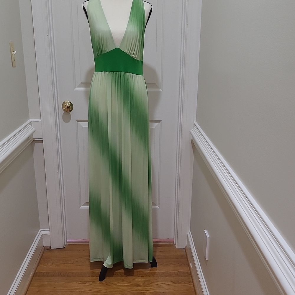 Baby Phat Green Ombre Plunge Maxi Dress - Picture 1 of 8